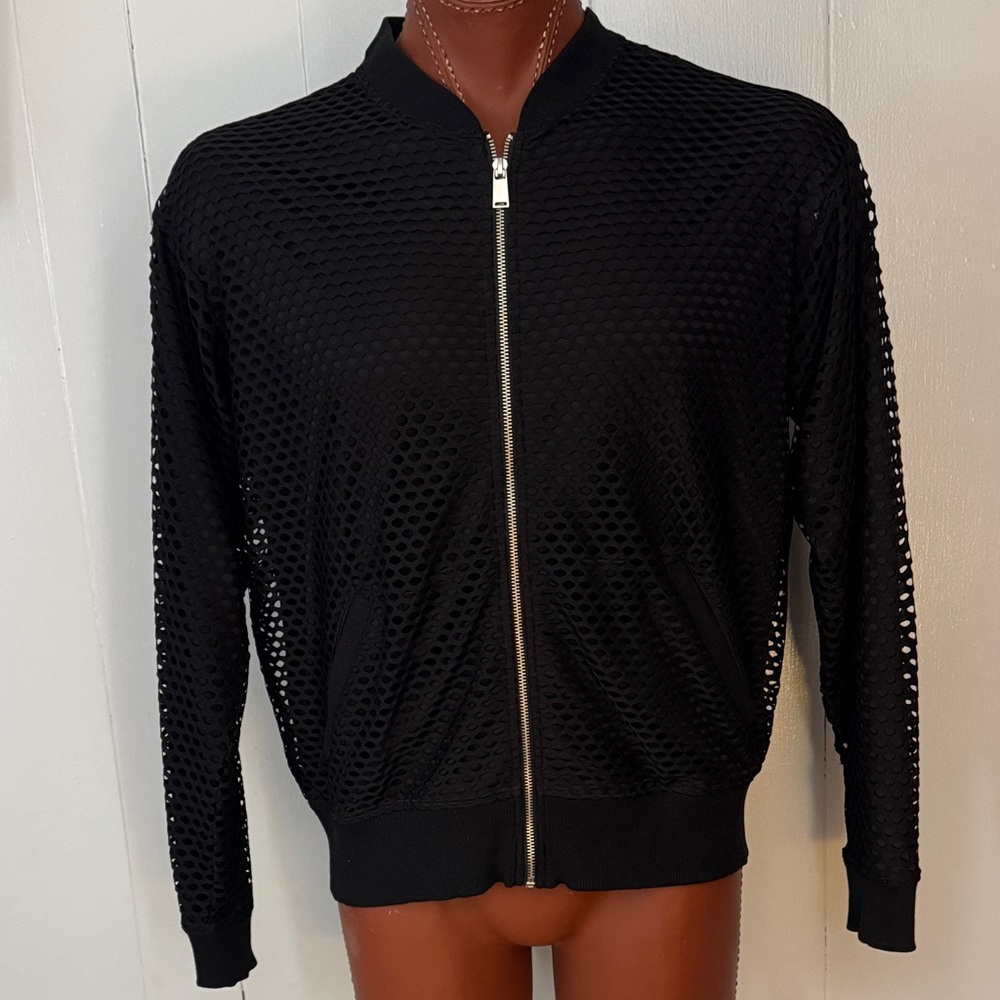 Express Black Mesh Bomber Jacket